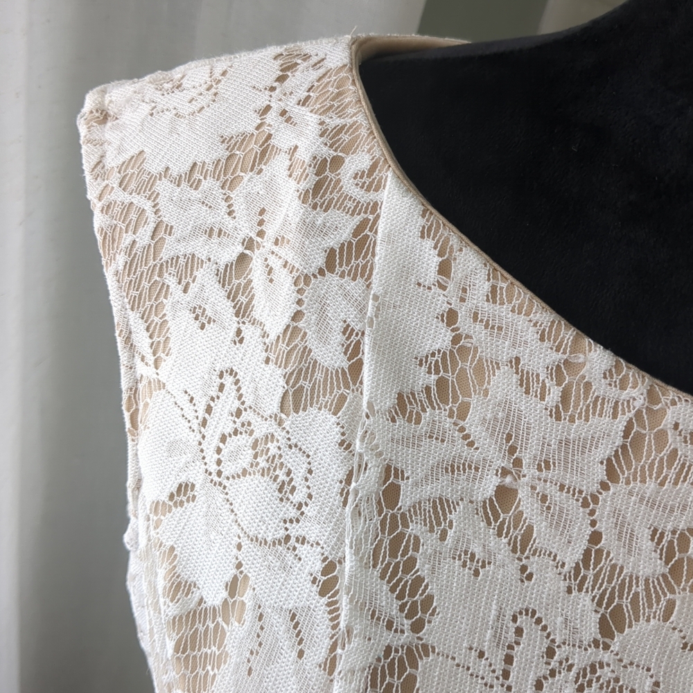 Danny & Nicole Cream Sleeveless A-Line Mini Dress - Picture 2 of 7
